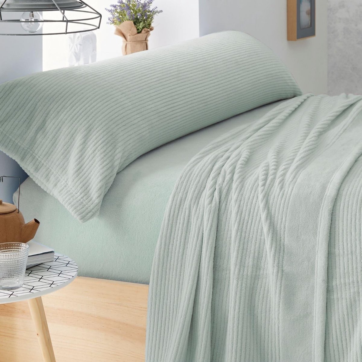 Omgoods - Coralina Beddengoedset voor 150-160 cm Bed in Sage Kleur