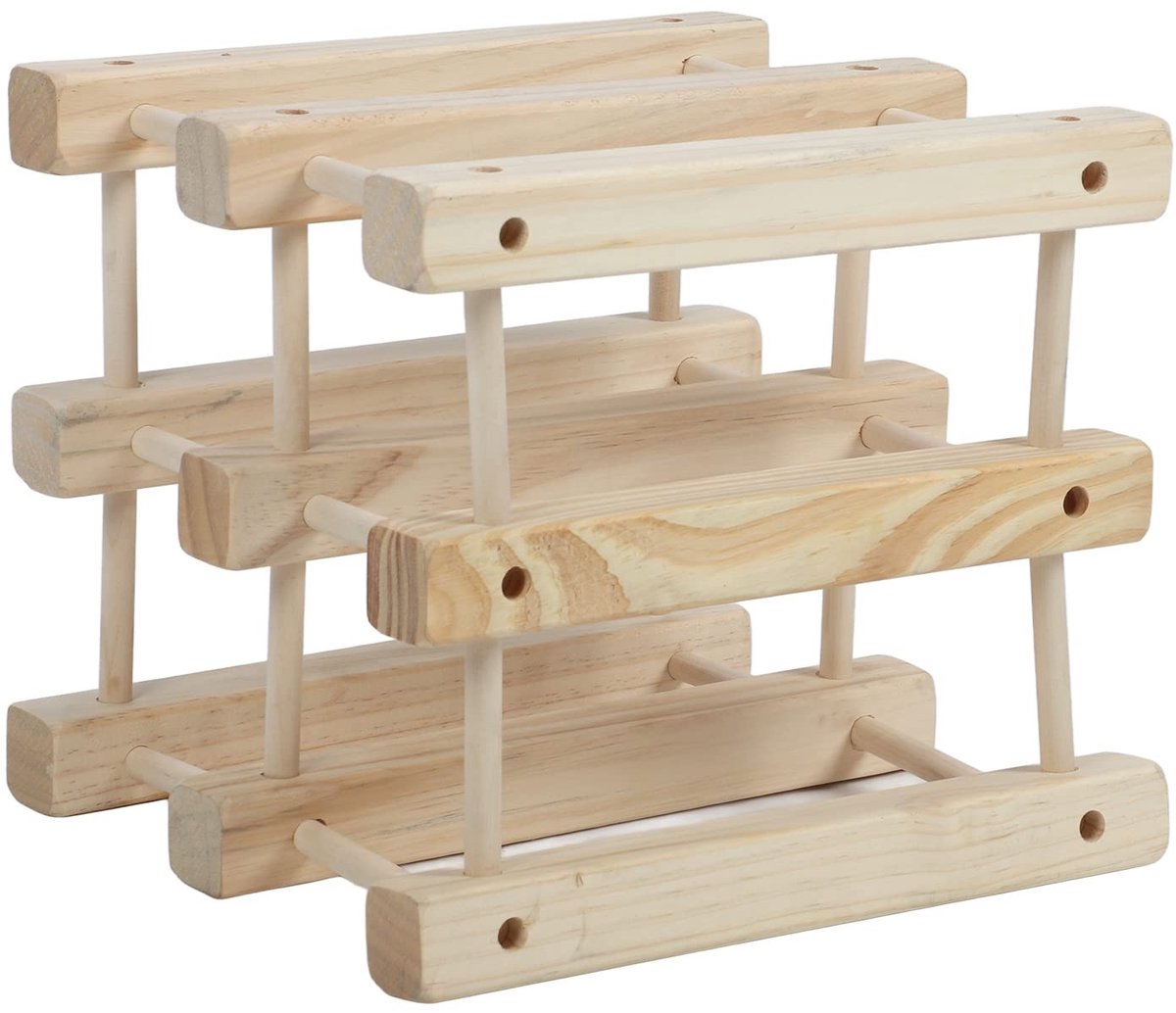 Omgoods- Wijnrek modern - Wijnrek hout - Stapelbaar flessenrek - Wijnrek voor 6 flessen - Keuken/bar/wijnkelder - Afmetingen 26 x 24 x 24 cm