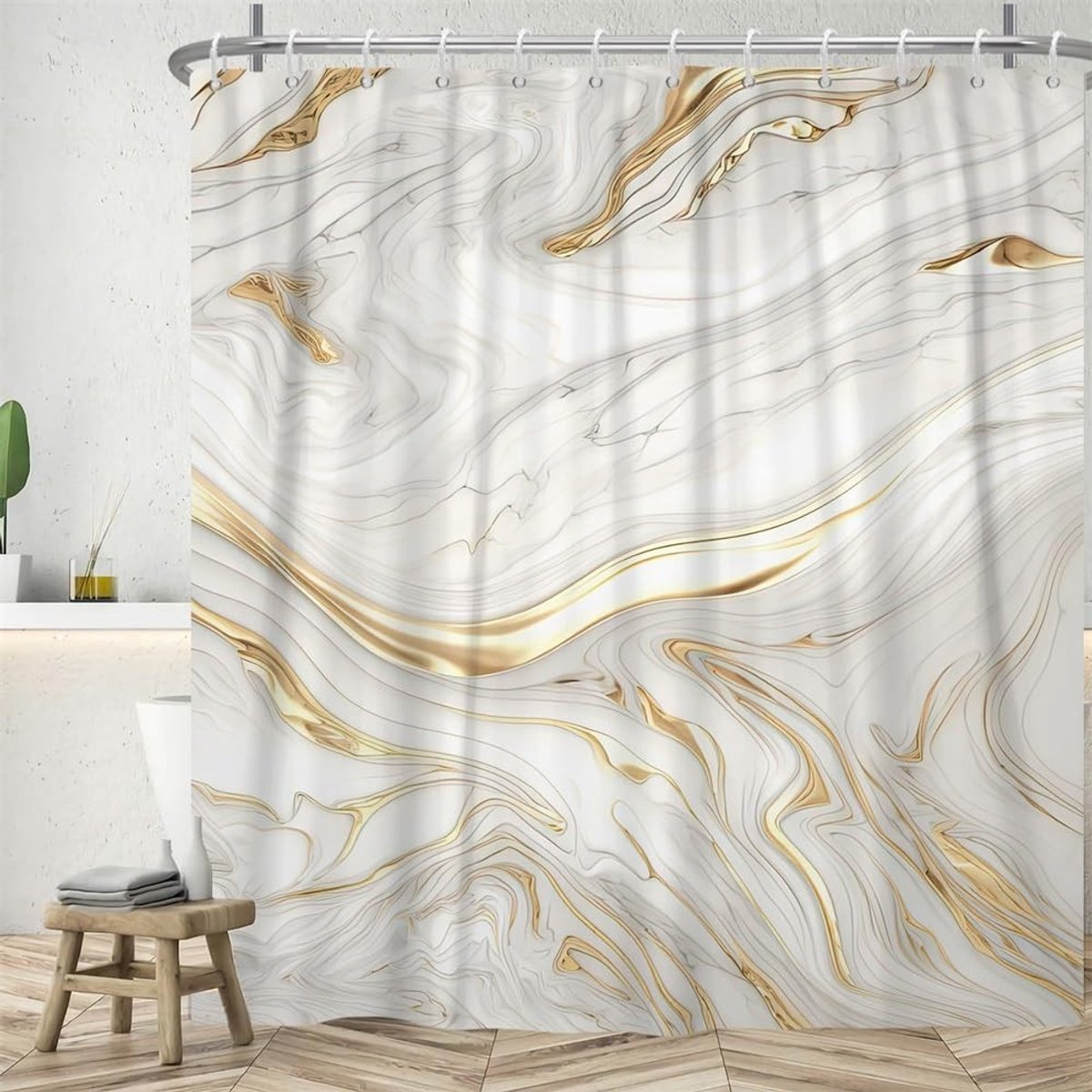 Omgoods - Anti-Mold Douchegordijn 180x180cm met Marmerlook