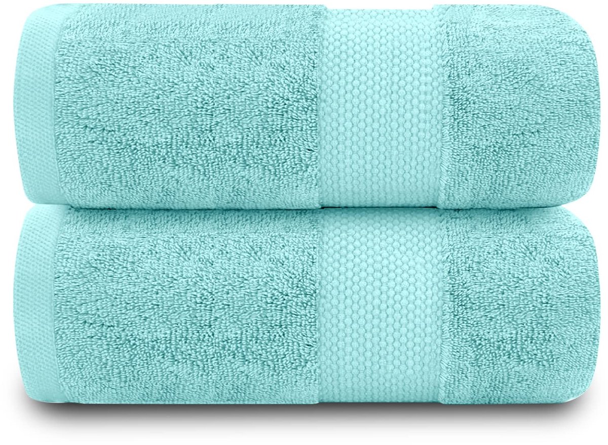 Omgoods - Set van 2 Extra Grote Badlakens - 100% Egyptisch Katoen, 700 g/m², 100 x 180 cm, Turquoise