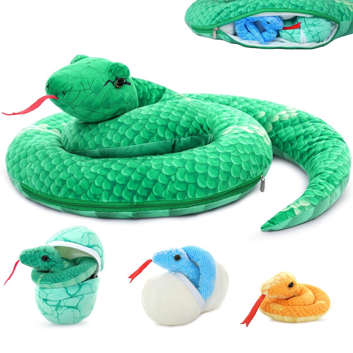 Omgoods - Giant Slang Plush Speelgoed met Baby's in Eieren 140cm