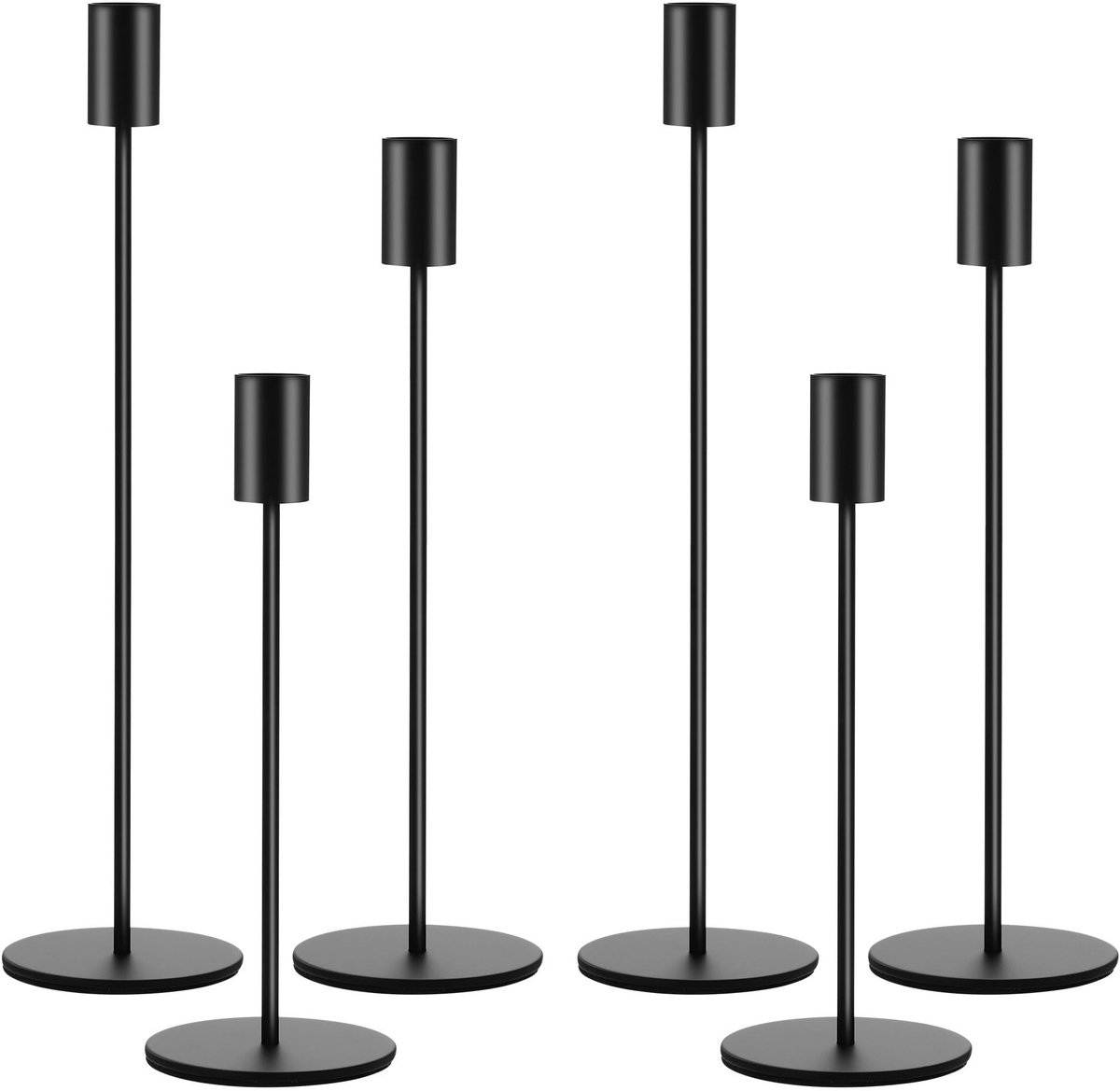 Omgoods - Set van 6 Zwarte Metalen Kaarsenhouders Vintage