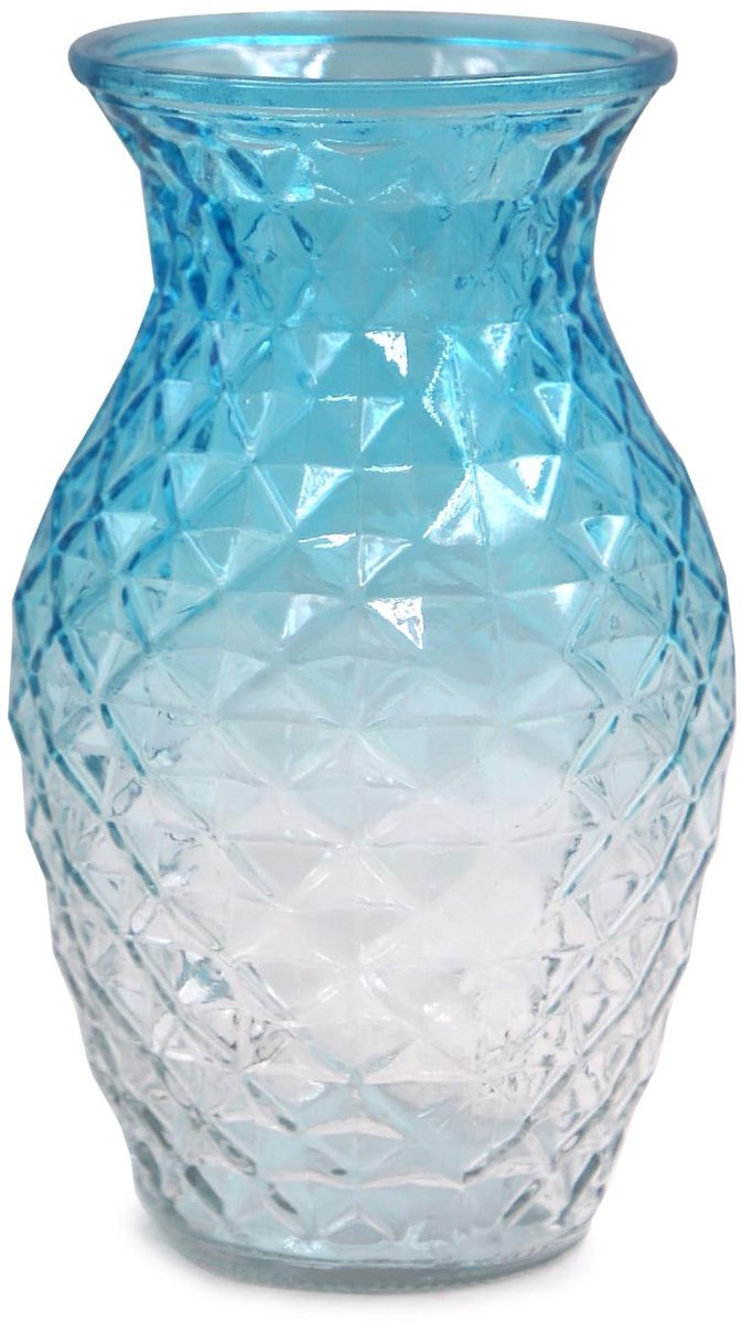 Omgoods - Glazen Vaas met Lattice Design voor Elegante Decoratie (Blauw)