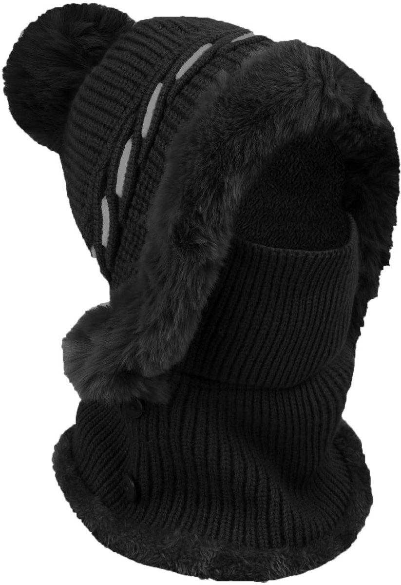Omgoods - Gebreide Balaclava Ski Masker Set met Fleece Hoed en Nekwarmer