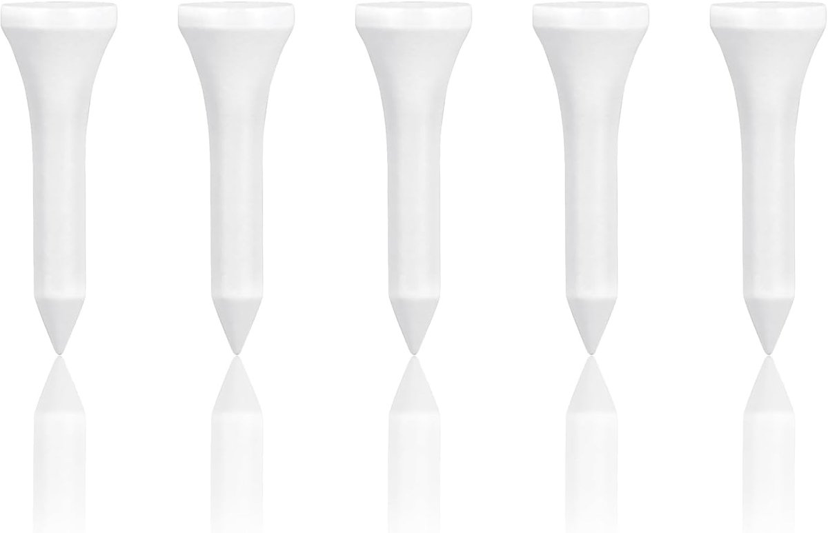 Houten golf tees 38mm - witte bamboo tees - sterk en duurzaam - ideaal voor golfers - ShopVlot