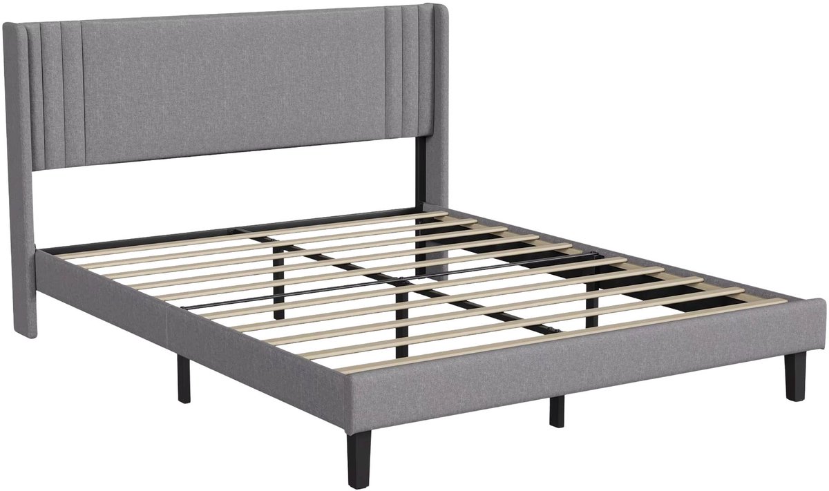 Bedtype - Grijs, Maat: 160 x 200 Cm - Functie: Tweepersoonsbed - voor Volwassenen, Tieners