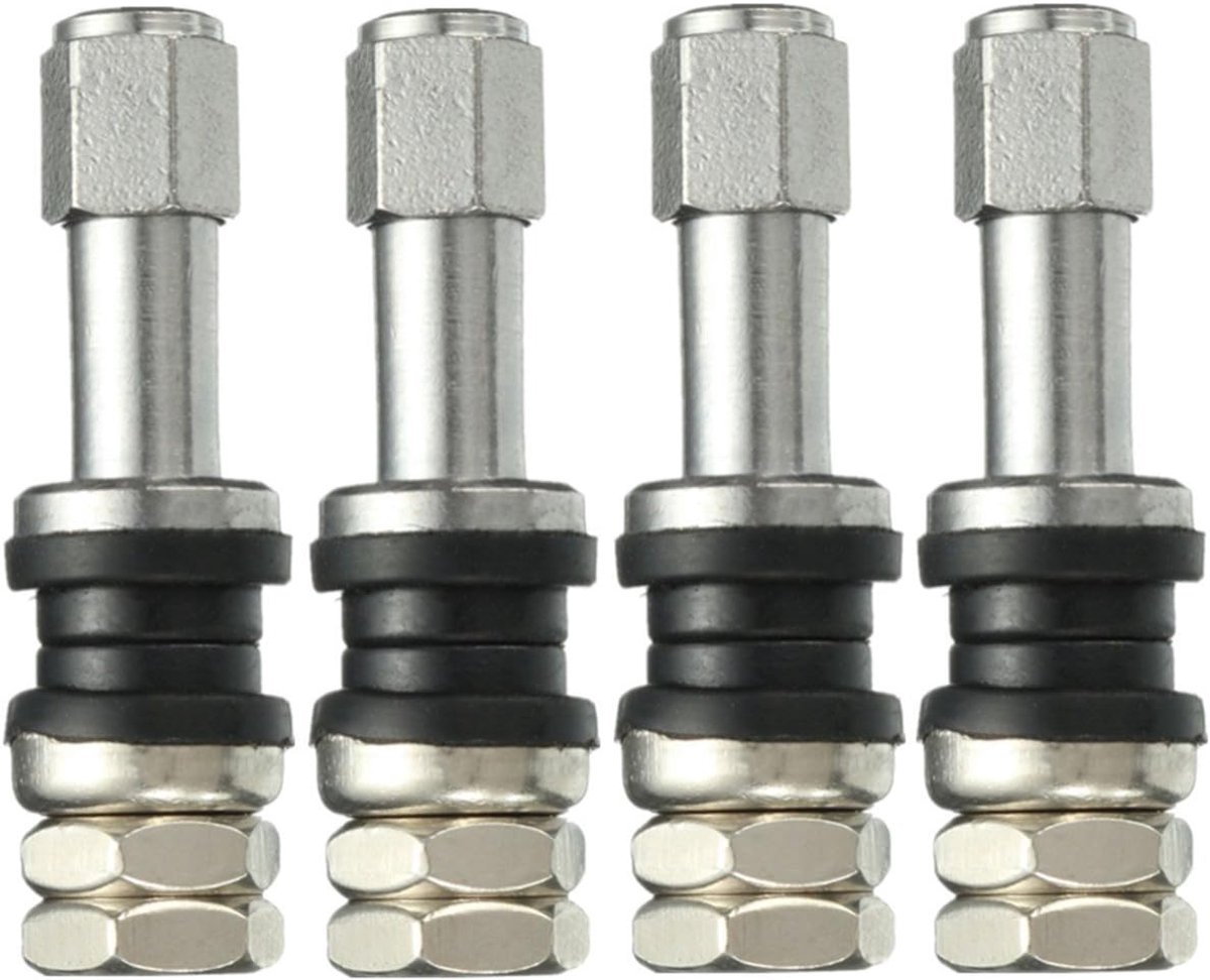 SnelShoppen - 4X Universele TR43E Metaal Clamp-in Tubeless Bandwiel Schrader Ventiel - Max 120 PSI - Ideaal voor Fietsen en Motoren