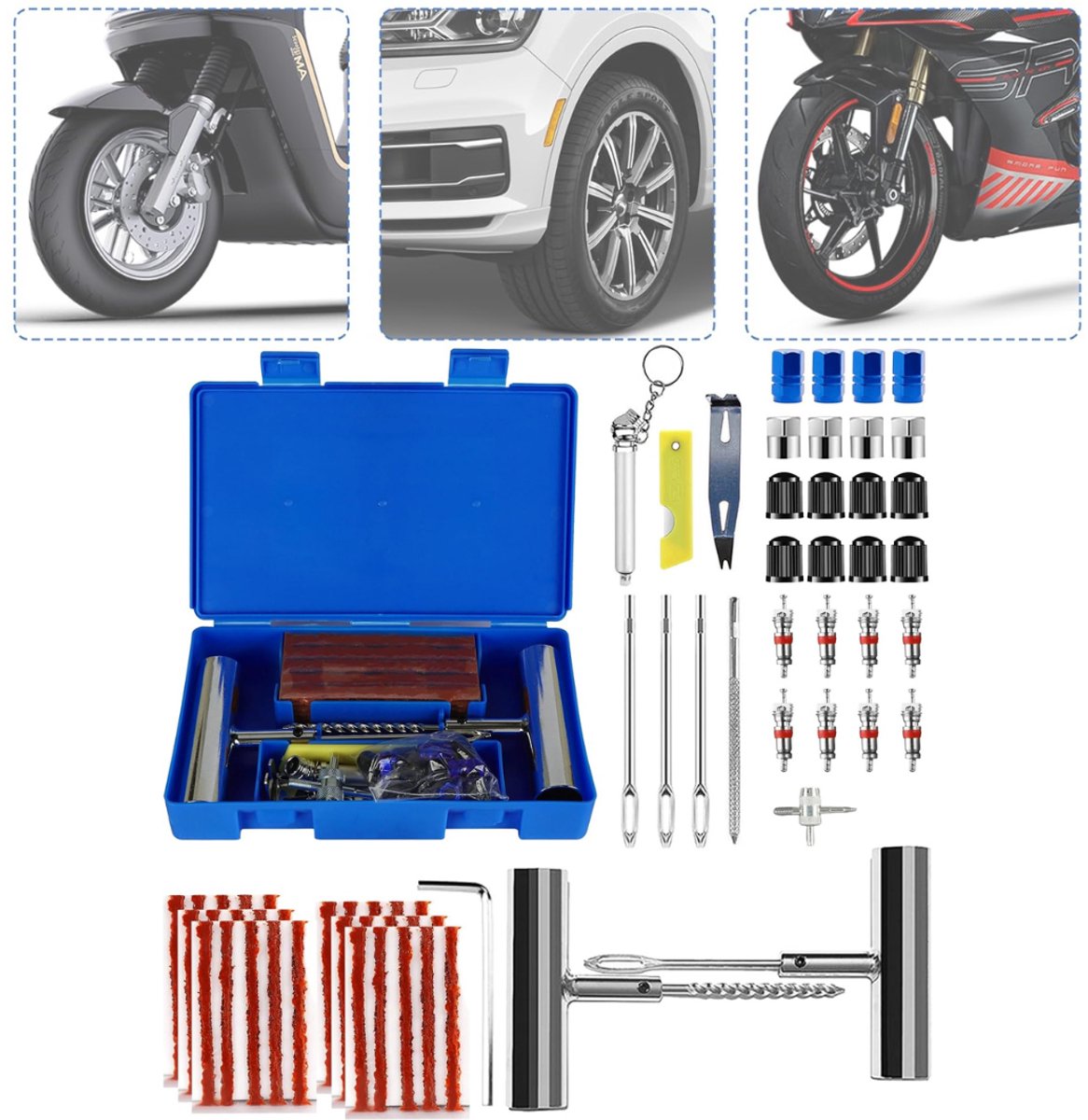 Zavio® Proppenset - Autobanden Reparatie Set - Autobanden Pomp