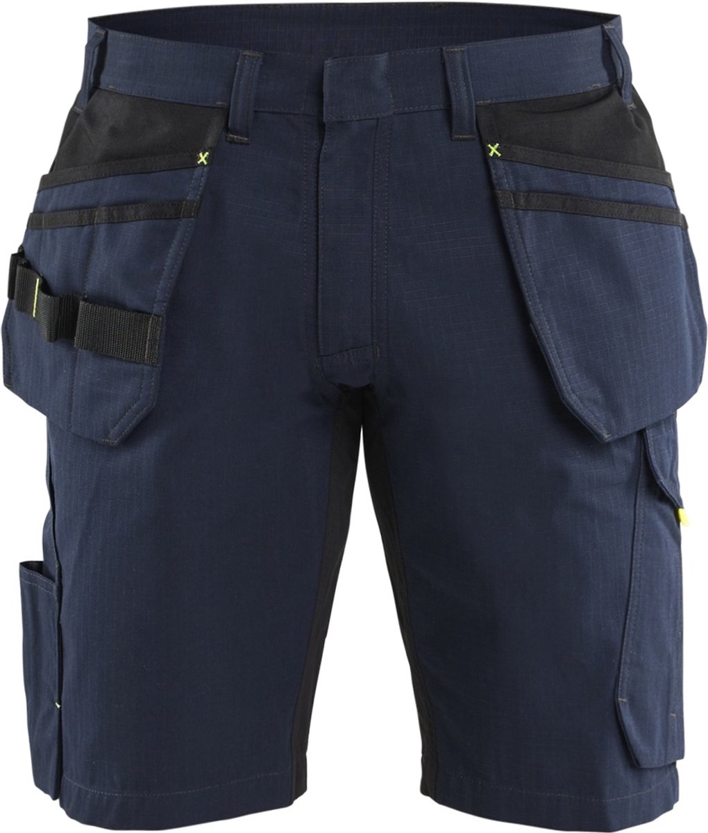 Blaklader Service short met spijkerzakken 1494-1330 - Donker marineblauw/High Vis Geel - C44