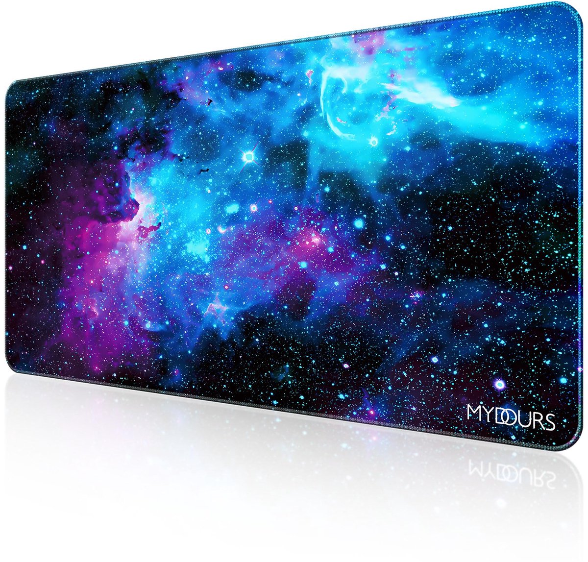 SnelShoppen - XXL Muismat 120x60cm voor Gamers - Rubberen & Stoffen Bureauonderlegger - Computer Desktop Pad voor Home Office en Gaming (Universum)