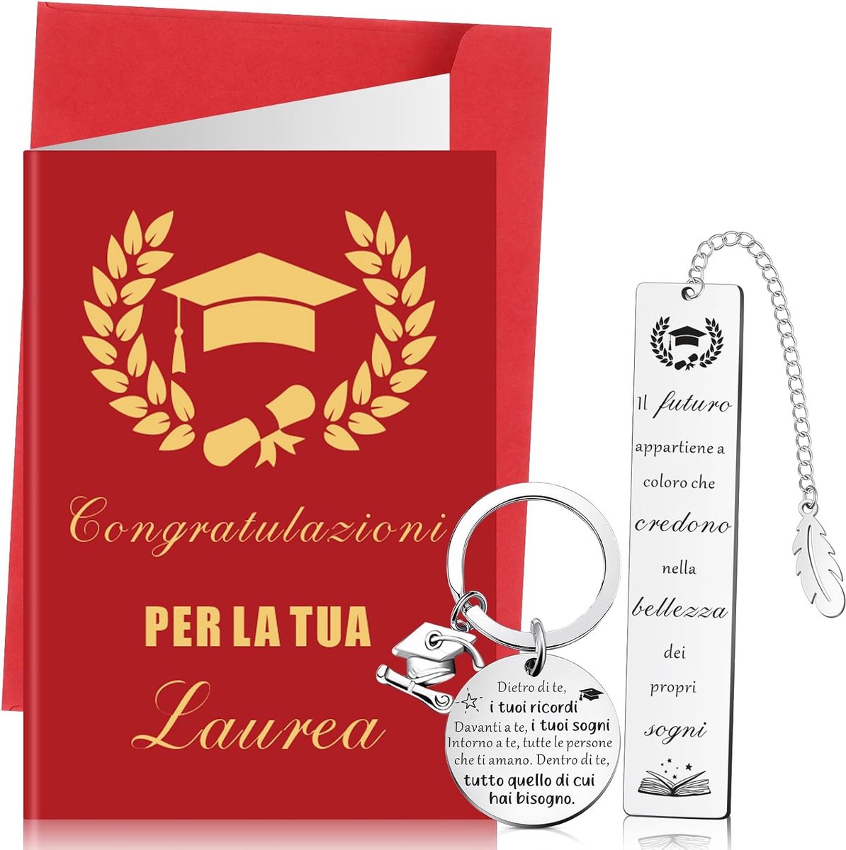 Clabby Set of 3 Metal Bookmarks with Motivational Lettering Keychain Stainless Steel Graduation Party Card - ShopVlot