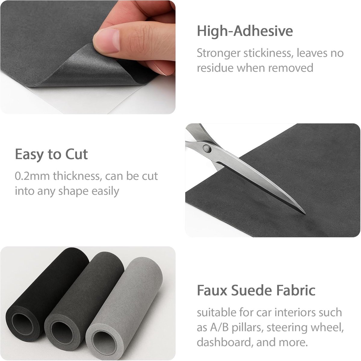 Self-adhesive microfibre fabric (light grey) - ShopVlot