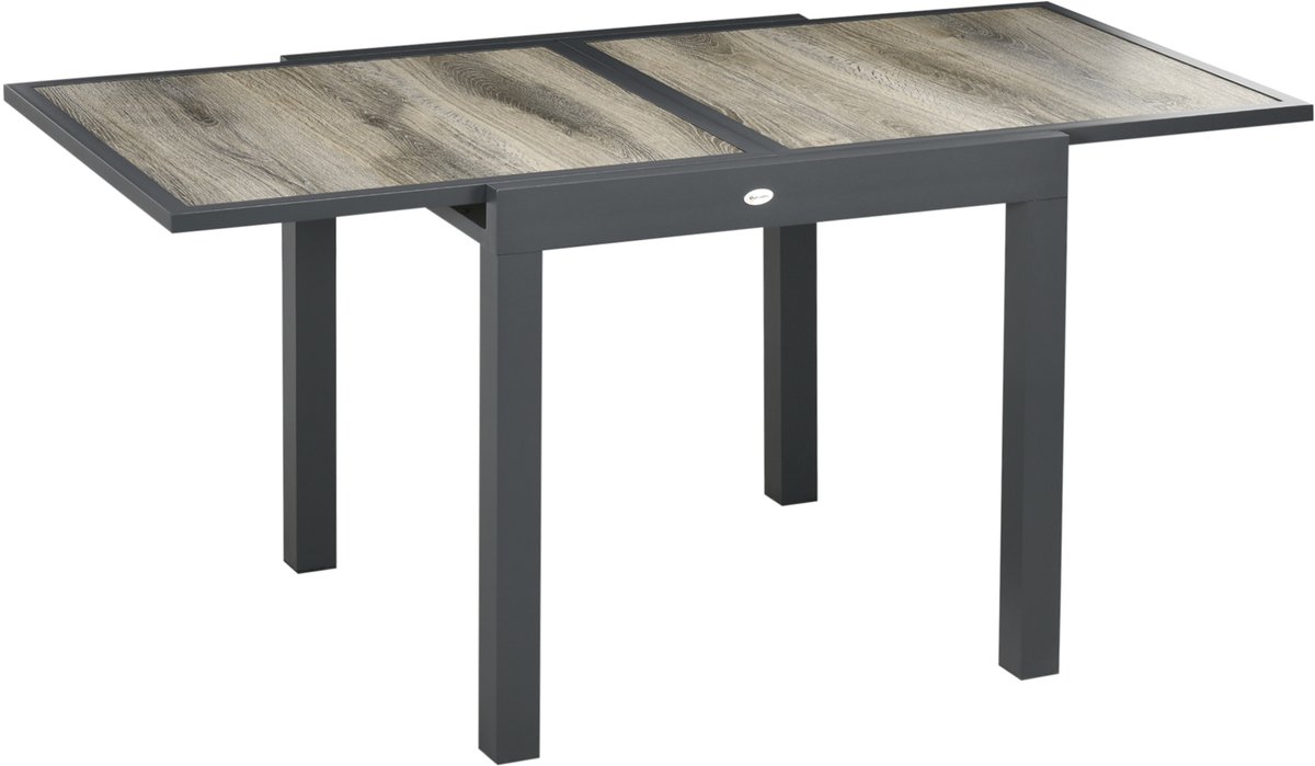 COVREO Tuintafel 160x80x75 cm beige grijs, aluminium frame uitschuifbaar