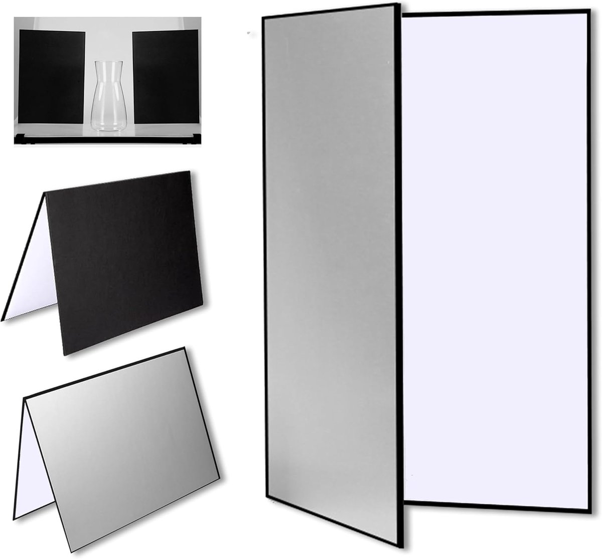 SnelShoppen - 3-in-1 Fotografie Reflectieplaat Karton 60 x 42 cm, Vouwbare Lichtdifter, A3 Achtergrond voor Voeding, Sieraden, Stilleven Fotografie (A