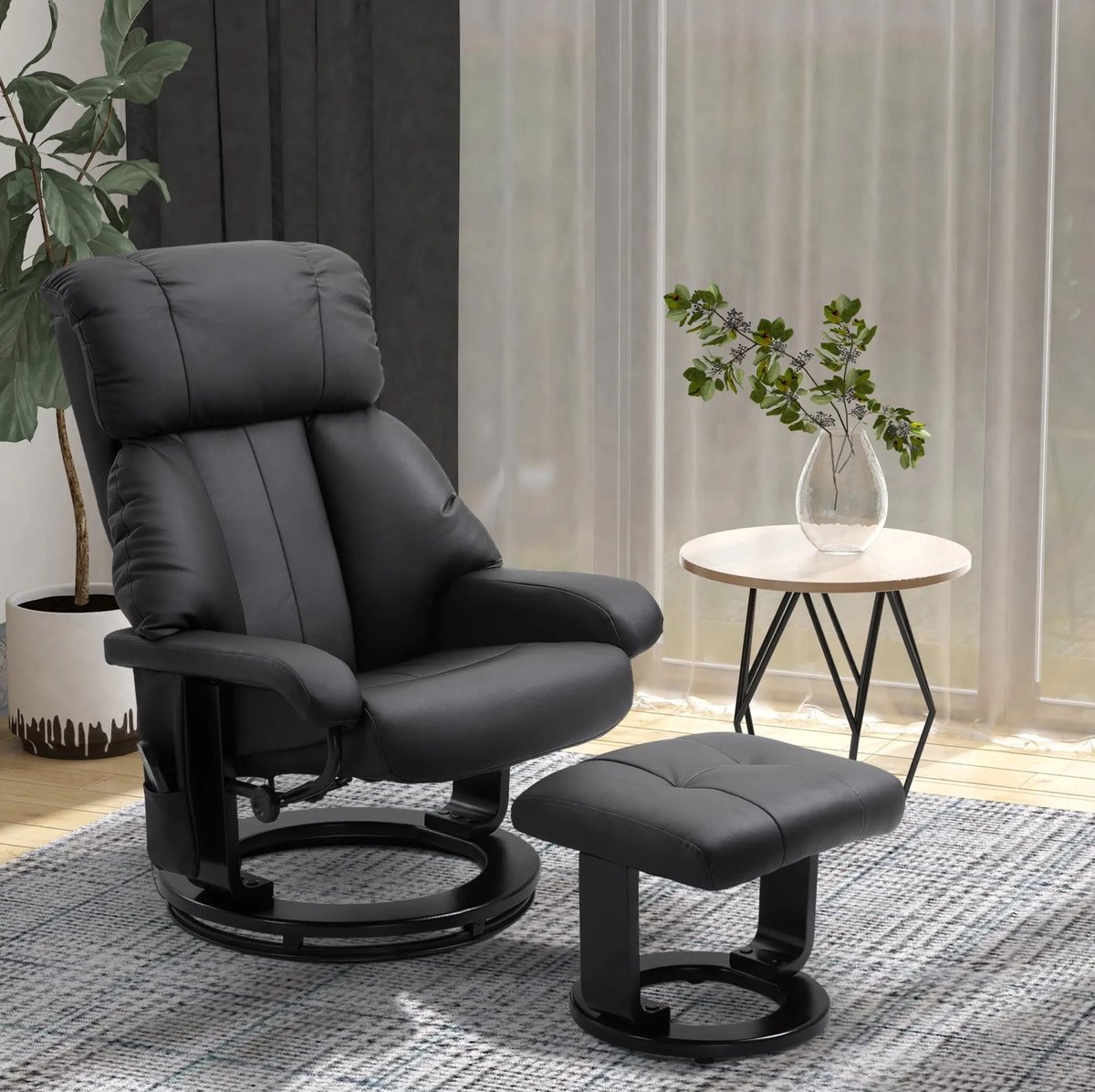 COVREO Massagefauteuil 76x80x102 cm zwart, kunstleer met hocker
