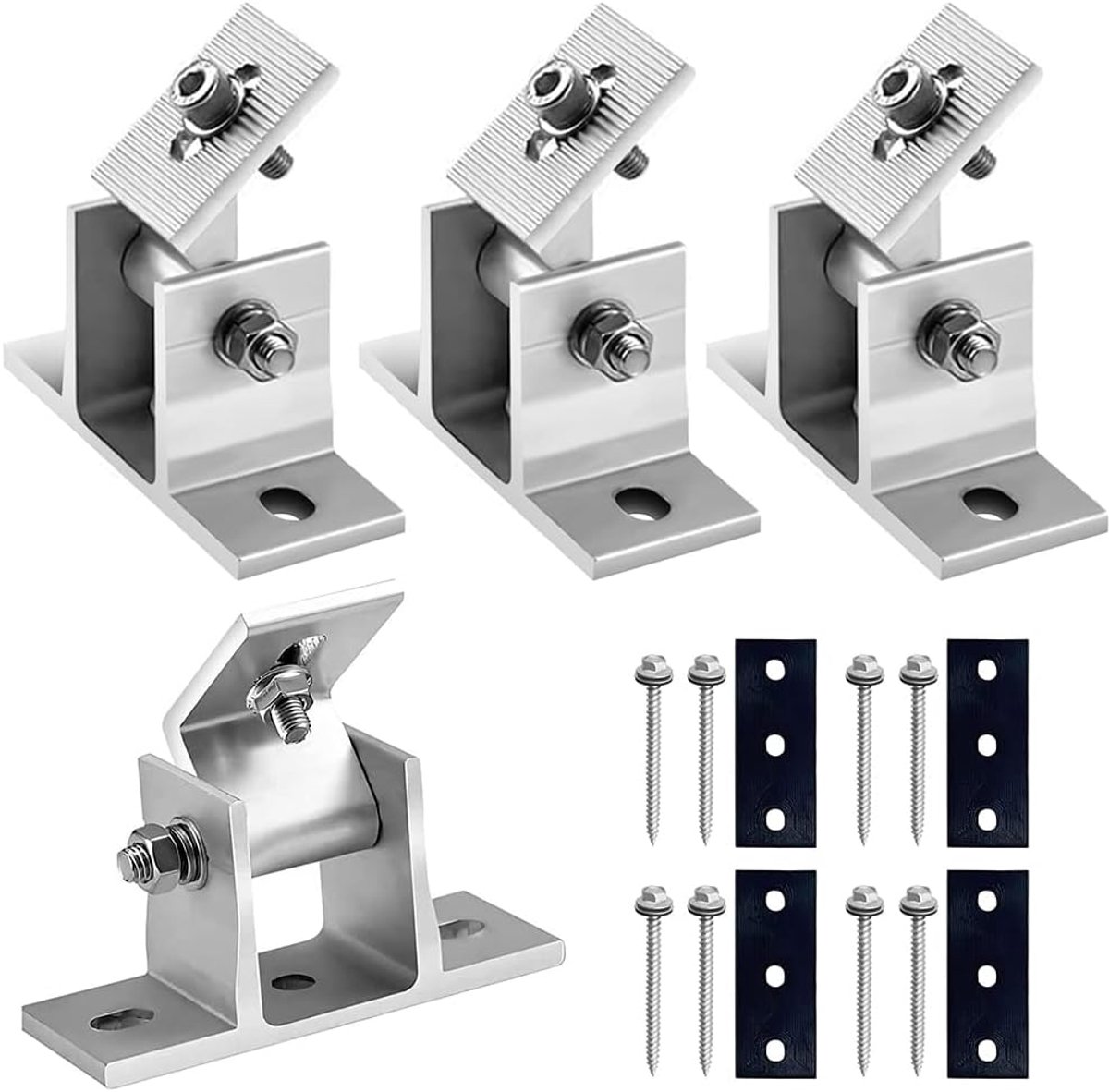 SnelShoppen - Solar Paneel Houder Dak Haak 4 Stuks Z Houder Bevestiging Solar Paneel Dakmontage Individueel Verstelbare PVC Module Houder voor Kampeer