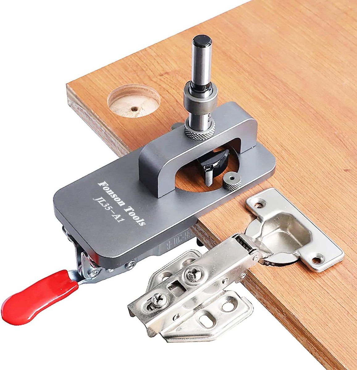 Unfinished 35mm Hinge Template for Door Cabinet, Hidden, Hole Punch, Drill Guide for DIY Woodworking - ShopVlot