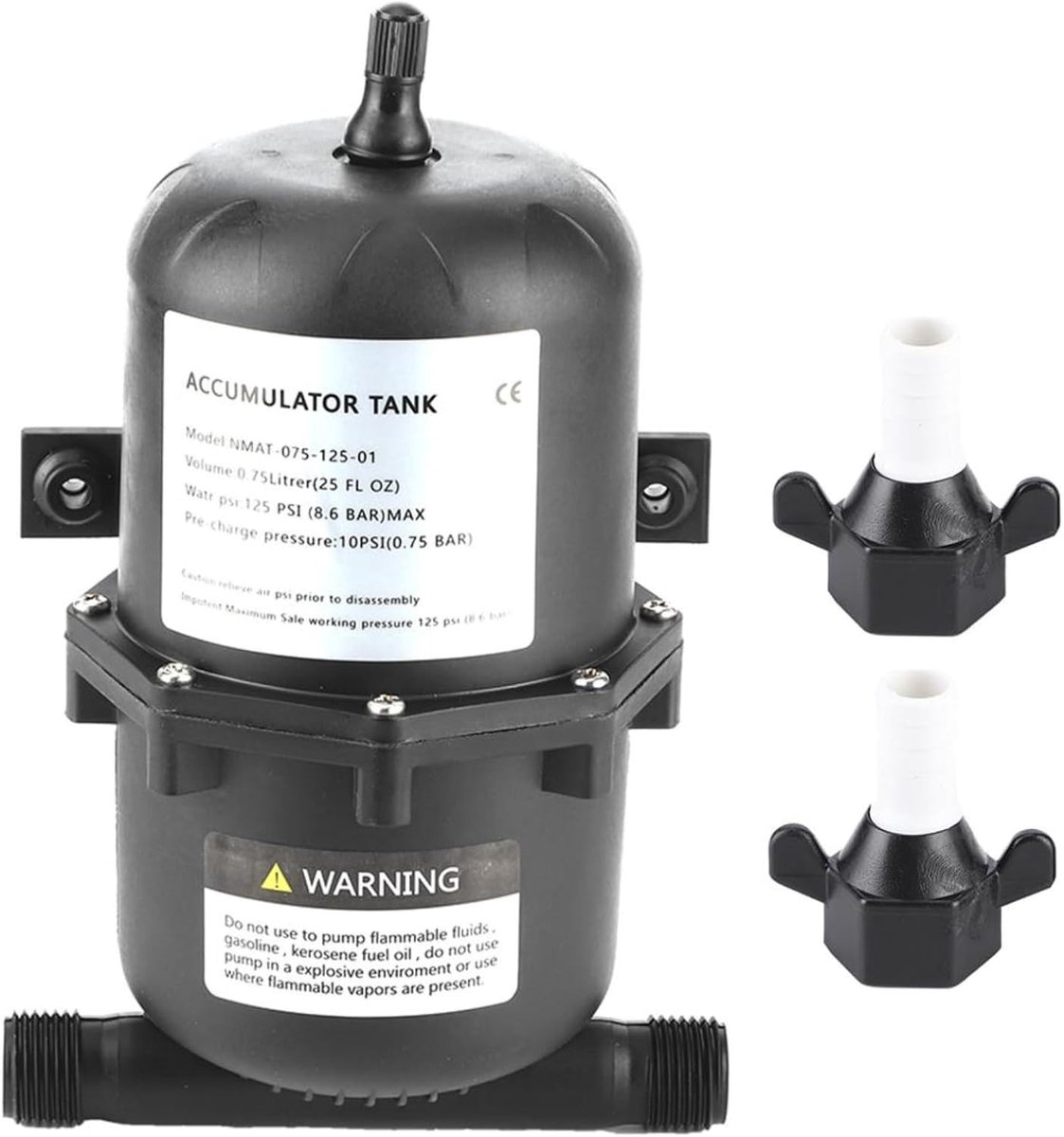 Drukvat 0.75L - Nylon met 30% glasvezel - Drukstabilisatie - Continu waterflow voor boot en RV - ShopVlot