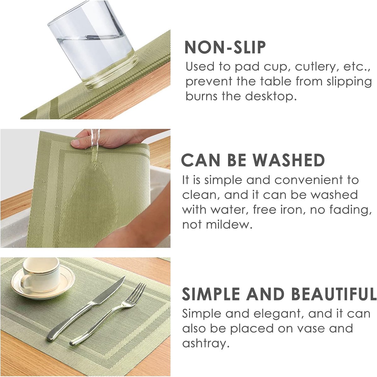 SnelShoppen - Placemat Set 4-delig - PVC Hittebestendige en Antislip Placemat, 45x30cm, Wasbaar, Blauw voor Keuken, Eetkamer, Feest en Tuin