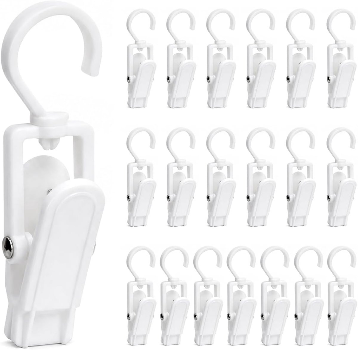 SnelShoppen - 20 Pack Was Haken Antislip Hanger Clips voor Kleding, Schoenen, Hoeden, Handdoeken - Duurzaam Plastic, Wit, Closet Organizer