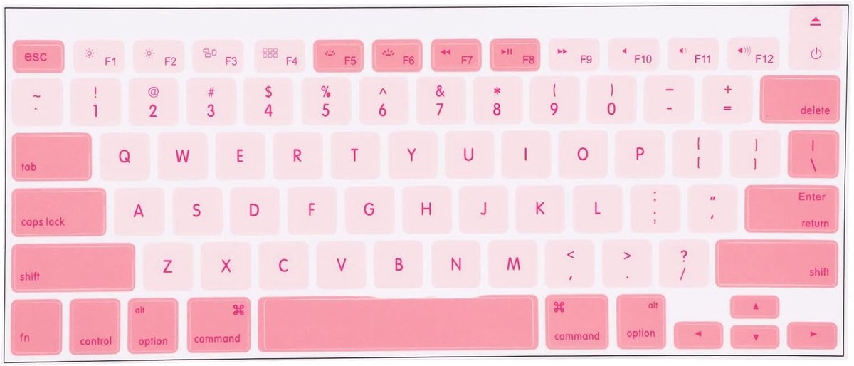 SnelShoppen - Universele Engelse Toetsenbord Stickers, Computer Toetsenbord Stickers Roze Wit voor IOS A1466 A1278 A1298 Computers, PVC Stickers, Stev