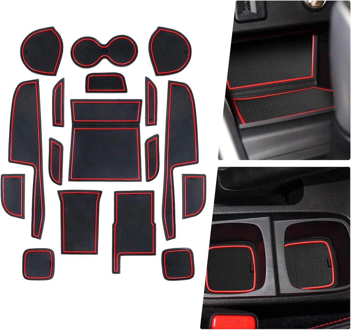 SnelShoppen - Rubberen Vloermatten voor Suzuki Vitara 2016-2021 - Antislip Interieur Accessoires - Bescherming voor Deuren, Armsteunen en Glove Compar