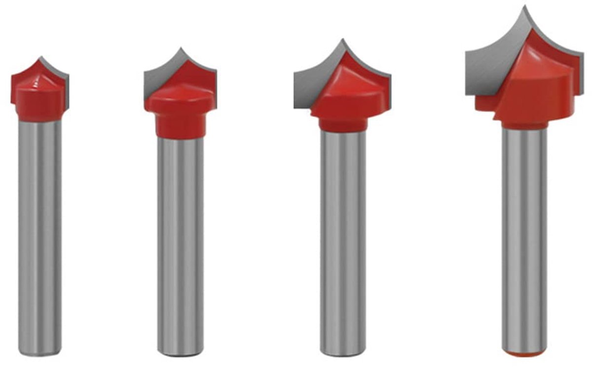 SnelShoppen - Set van 4 Ronde Freesbits, 6 mm Schacht, C3 Hardmetaal, Radius Frees Cutter, Snijden in Hout - Maten 3.96/4.76/6.35/7.95 mm voor Router,