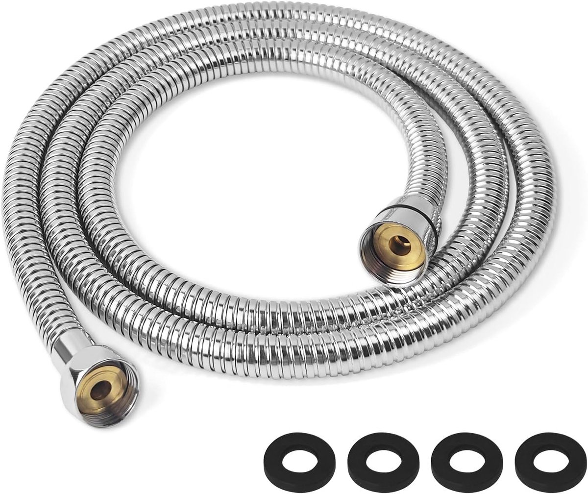 SnelShoppen - Douche Slang 1.5 m, RVS, Hittebestendig, Universele Aansluiting, Twist Bescherming, Chroom, Vervangbare Handdouche Slang