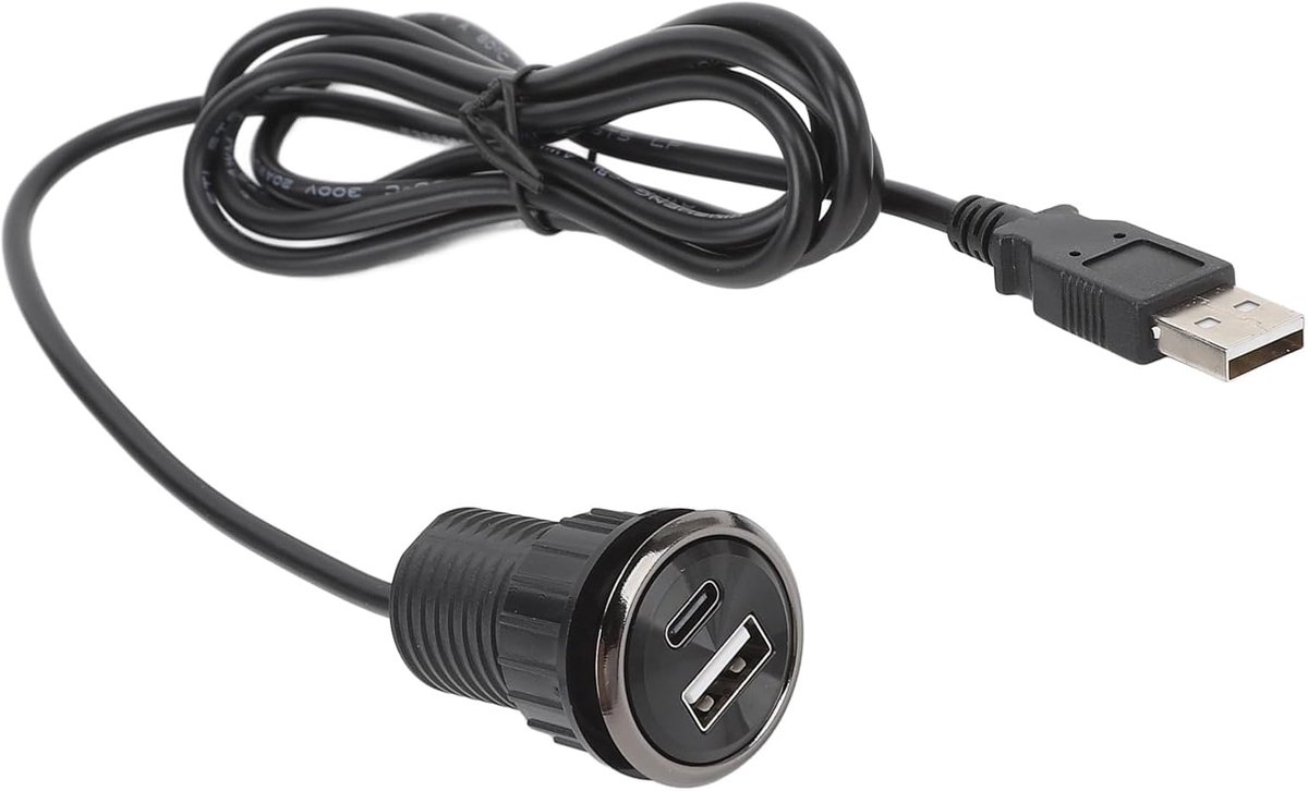 SnelShoppen - Ingebouwde Powerstrip met 2 USB Oplaadpoorten, Flush-Montage, Ronde Desktop Stopcontact voor Kantoor en Conferentie