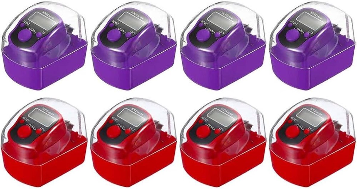 8 Pcs Electronic Finger Counter, LED Electronic Handheld Counter, 5 Digit Counters Clicker with Box, Round Track - ShopVlot