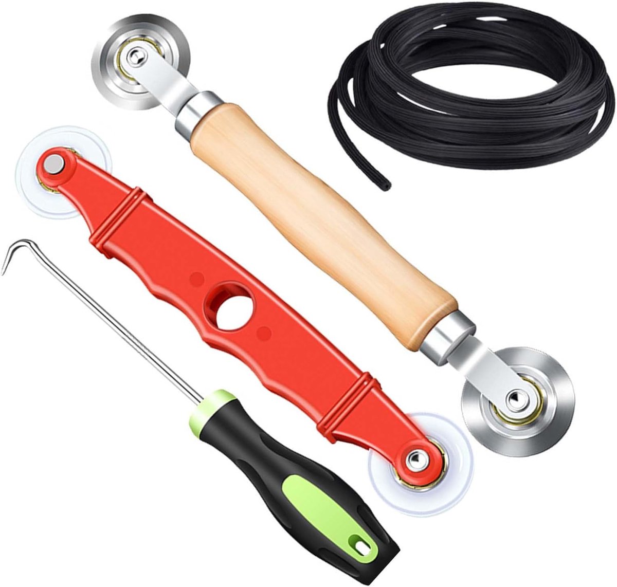 SnelShoppen - 4-delige Handgereedschapset voor Het Aanbrengen van Insectenwerende Piping Screens - Spline Roller met Nylon Wielen, Rubber Strips en Ha