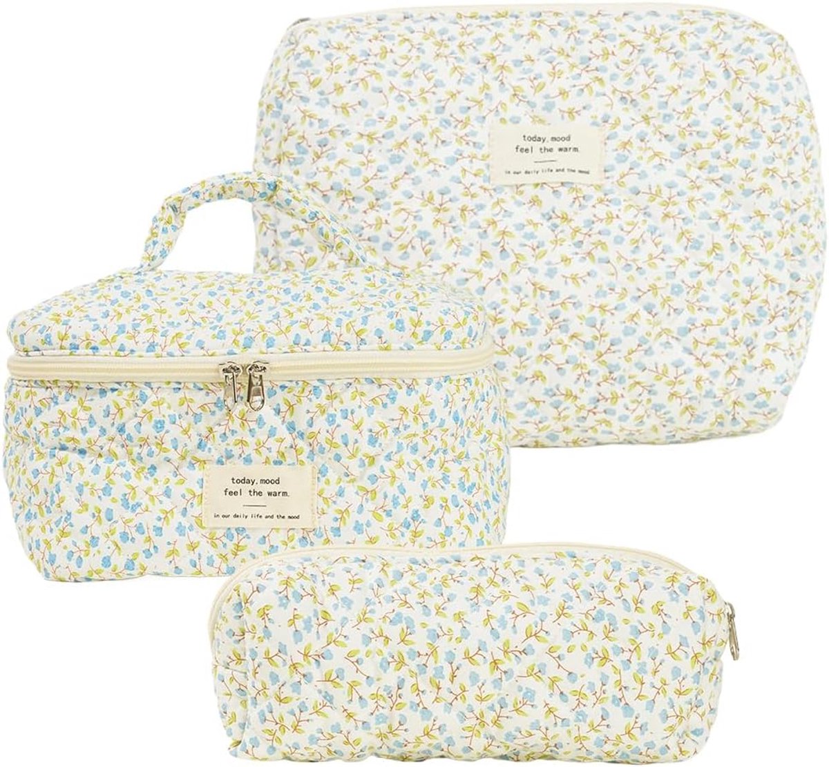 GSenhui Set van 3 make-uptasjes, esthetische coquette tas, bloemen toilettas voor dames, 3-delig setje; schattige - ShopVlot