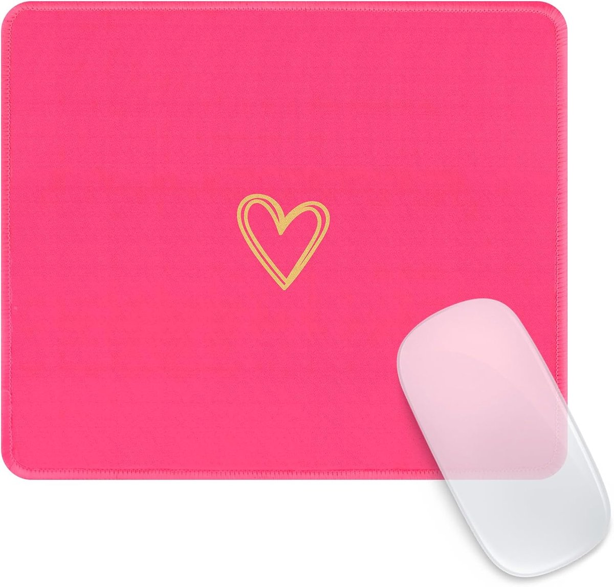 SnelShoppen - Schattige Hart Mouse Pad - Waterdichte en Antislip Rubber Basis - Persoonlijke Muismat voor Thuis en Kantoor - 9,5 x 7,8 inch - Roze - P