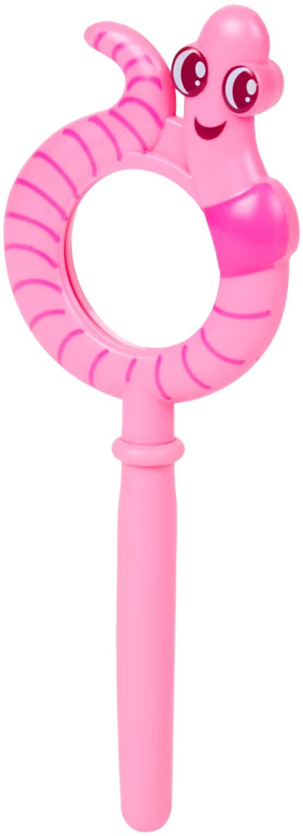 Grafix - magnifying glass insect bugs - vergrootglas regenworm worm - loep - tuin insecten onderzoeken - kids - pink roze - 16 cm