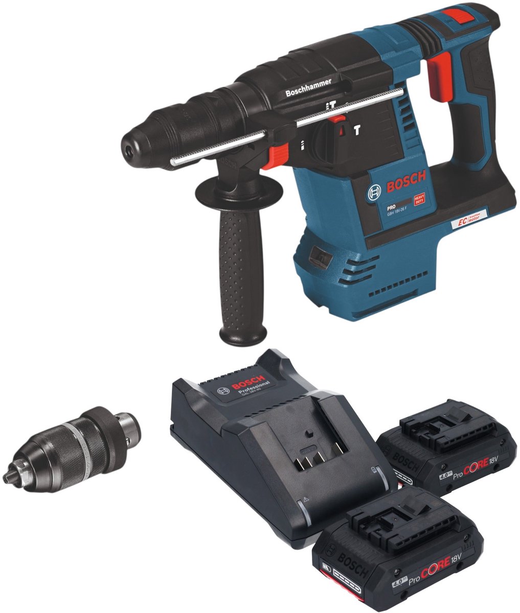 Bosch GBH 18V-26 F accuboormachine 18V 2,6J SDS-Plus Solo + snelwisselboorkop - zonder accu, zonder oplader ( 0611910000 )