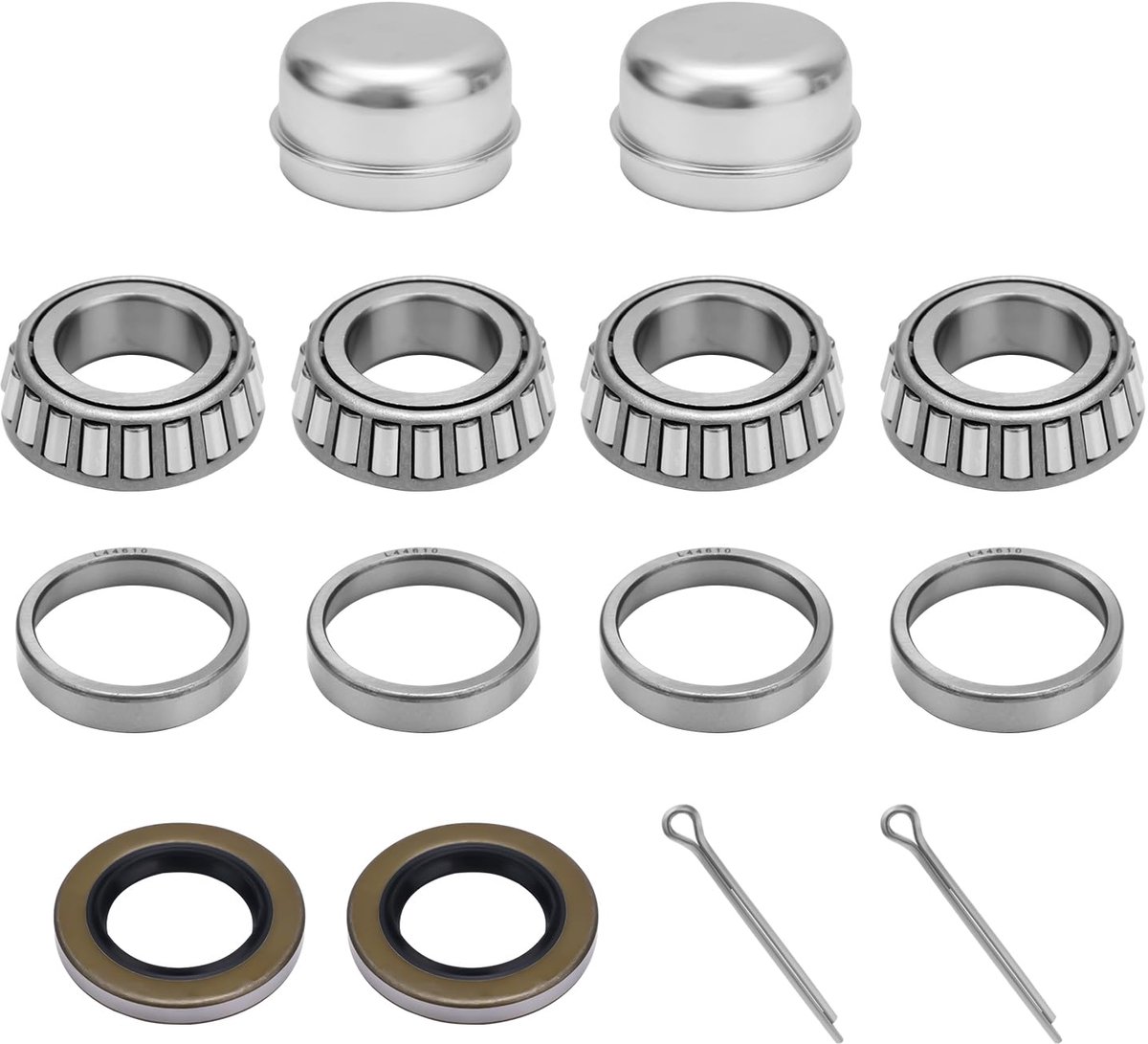 Trailerwiel lager kit 2 sets - L44643/L44610 - met vetafdichtingen en stofkappen - voor betrouwbare vervangingen - SnelShoppen