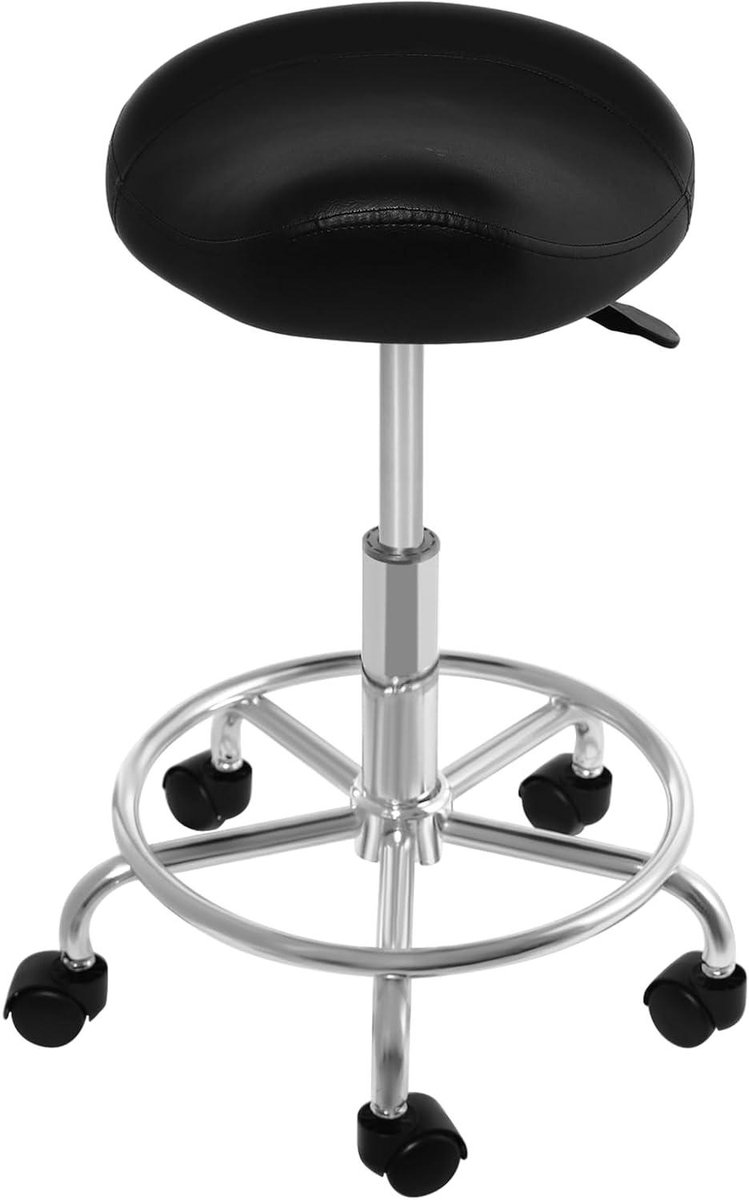Zadelkruk met Wielen - Rolstoel Kruk - Ergonomisch Zitten - Gegalvaniseerde Afwerking - 45-59 cm - Zwart