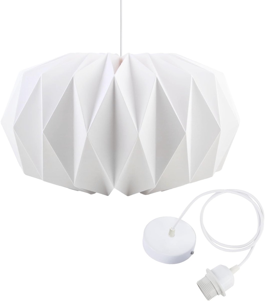 Omgoods - Papieren Lampenkap met Kabel voor Hanglamp E27, Ø 43 cm