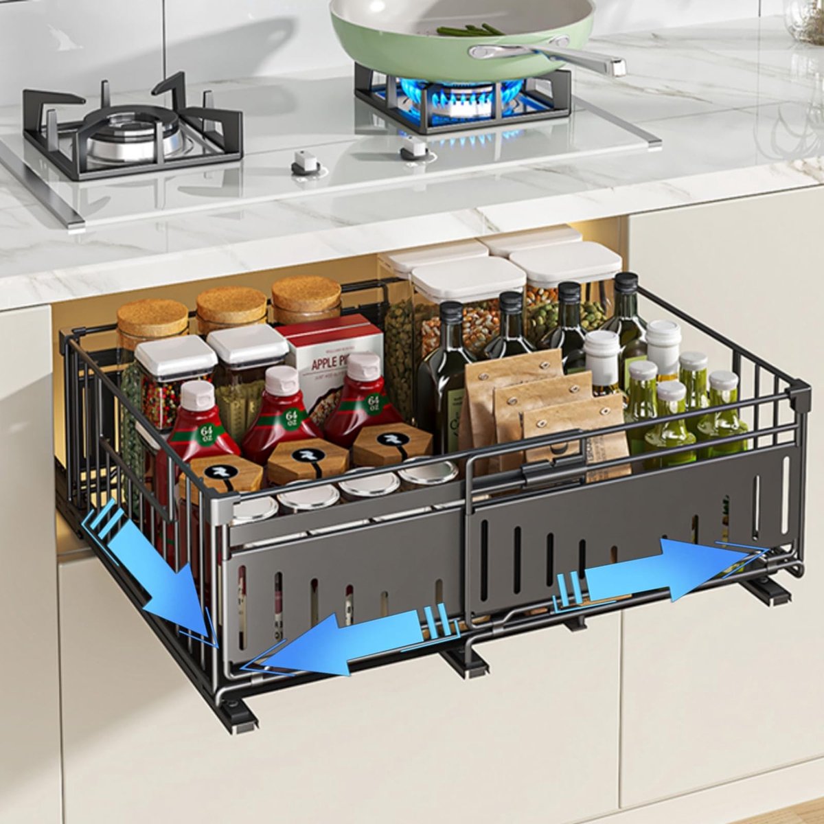 Omgoods - Uittrekbare Keuken Organizer met Metalen Planken