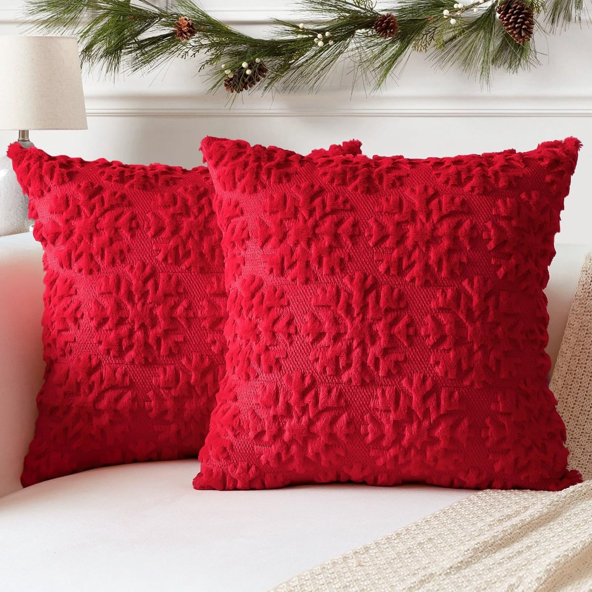 Omgoods - Set van 2 Luxe Wol Kussenhoezen met Geometrisch Patroon