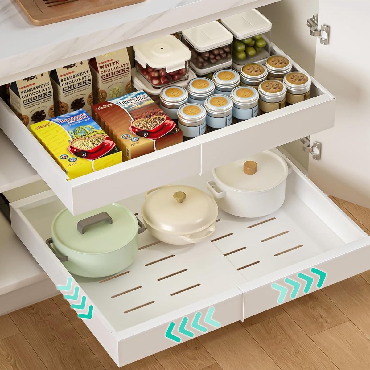 Omgoods - 2 Stuks Uittrekbare Keukenladen Organizer