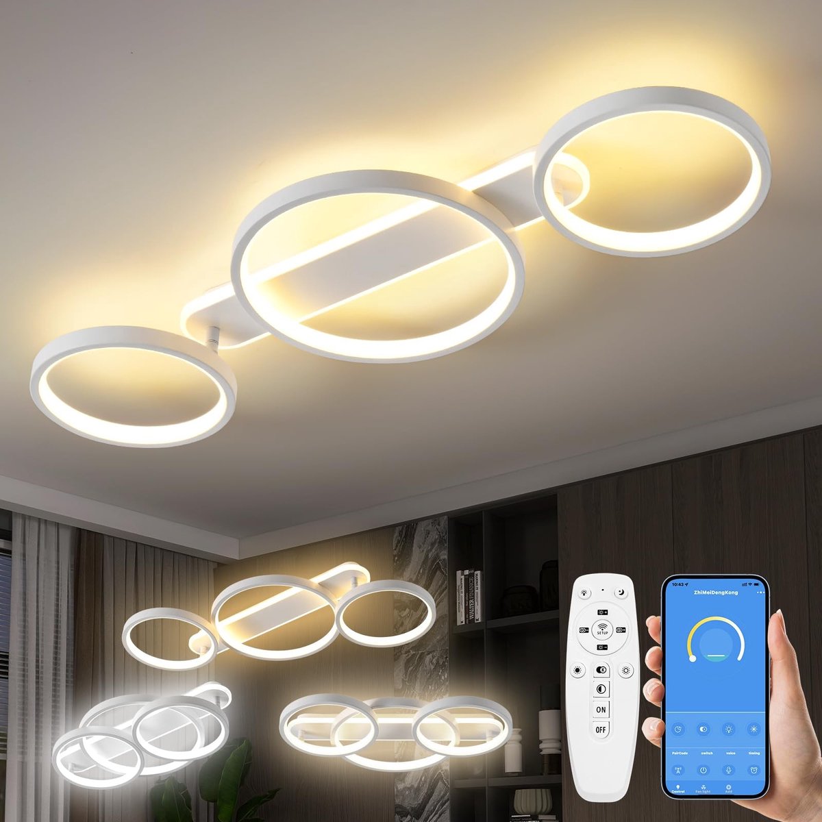 Omgoods - Dimmable LED Plafondlamp met Aanpasbare Ringvorm