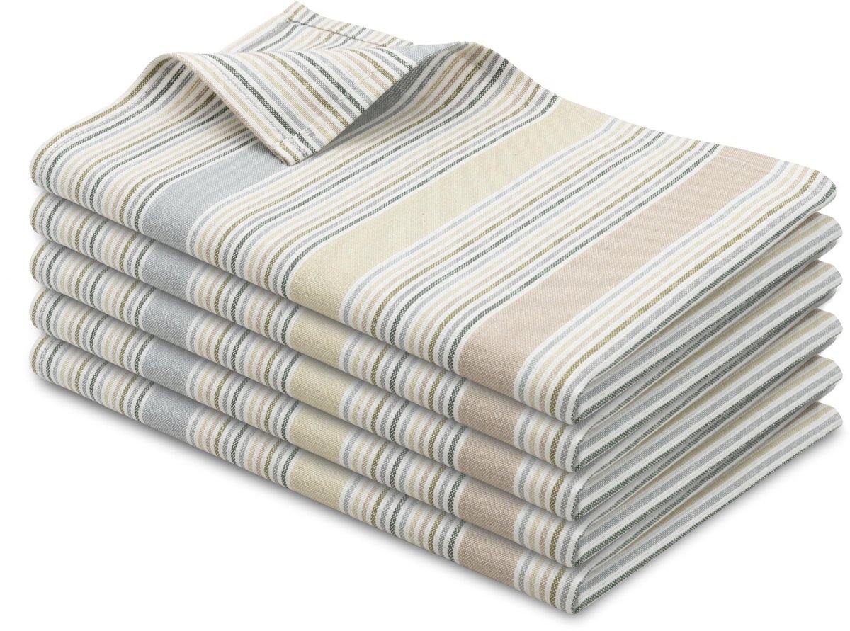 Omgoods - Set van 5 Katoenen Theedoeken 50x70 cm in Groen