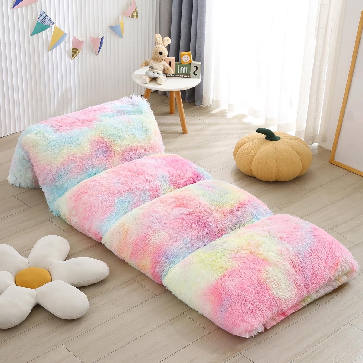 Omgoods - Pluche Vloerkussenhoes met Tie-Dye Patroon - Roze