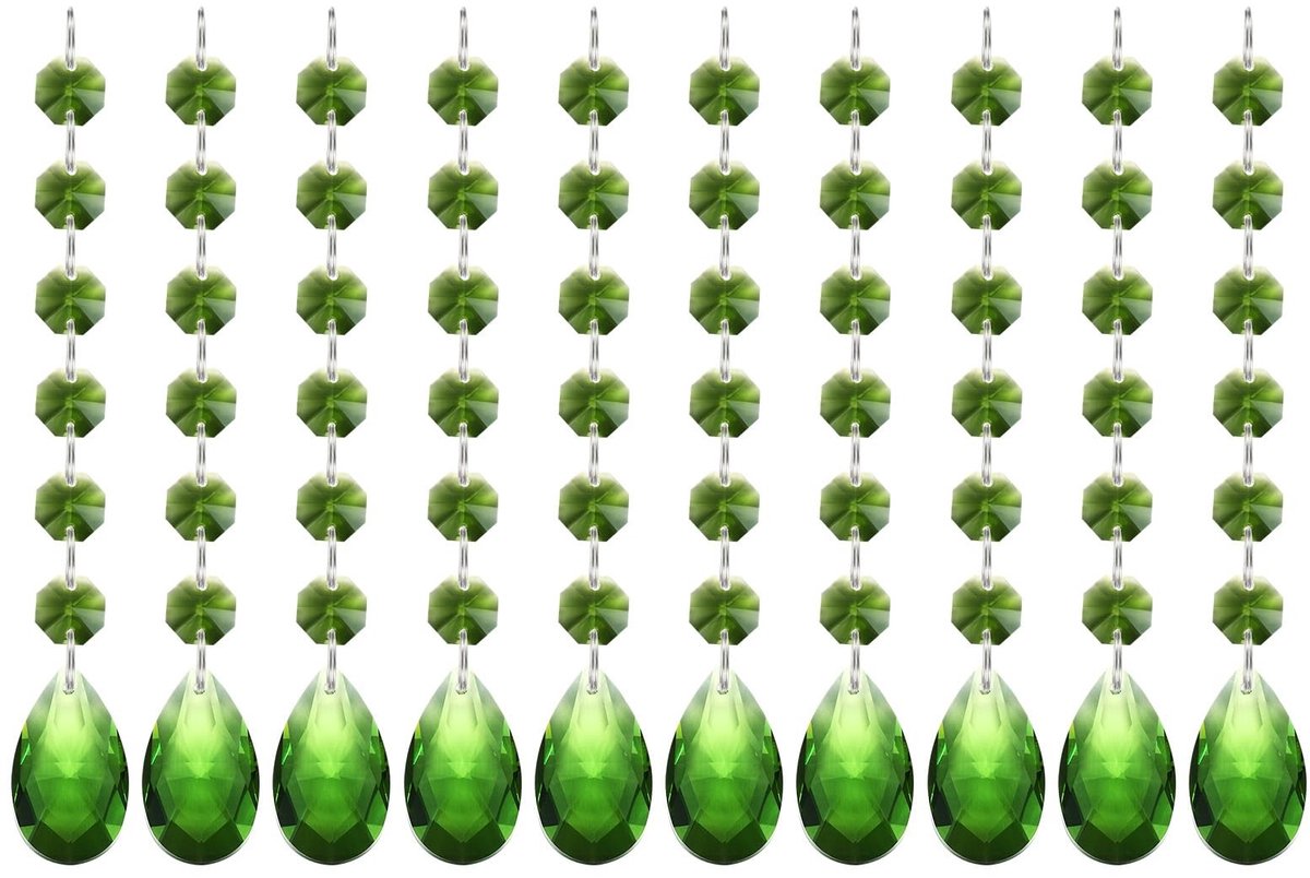Omgoods - 10 Stuks Teardrop Kroonluchter Kristallen Hangertjes Groen