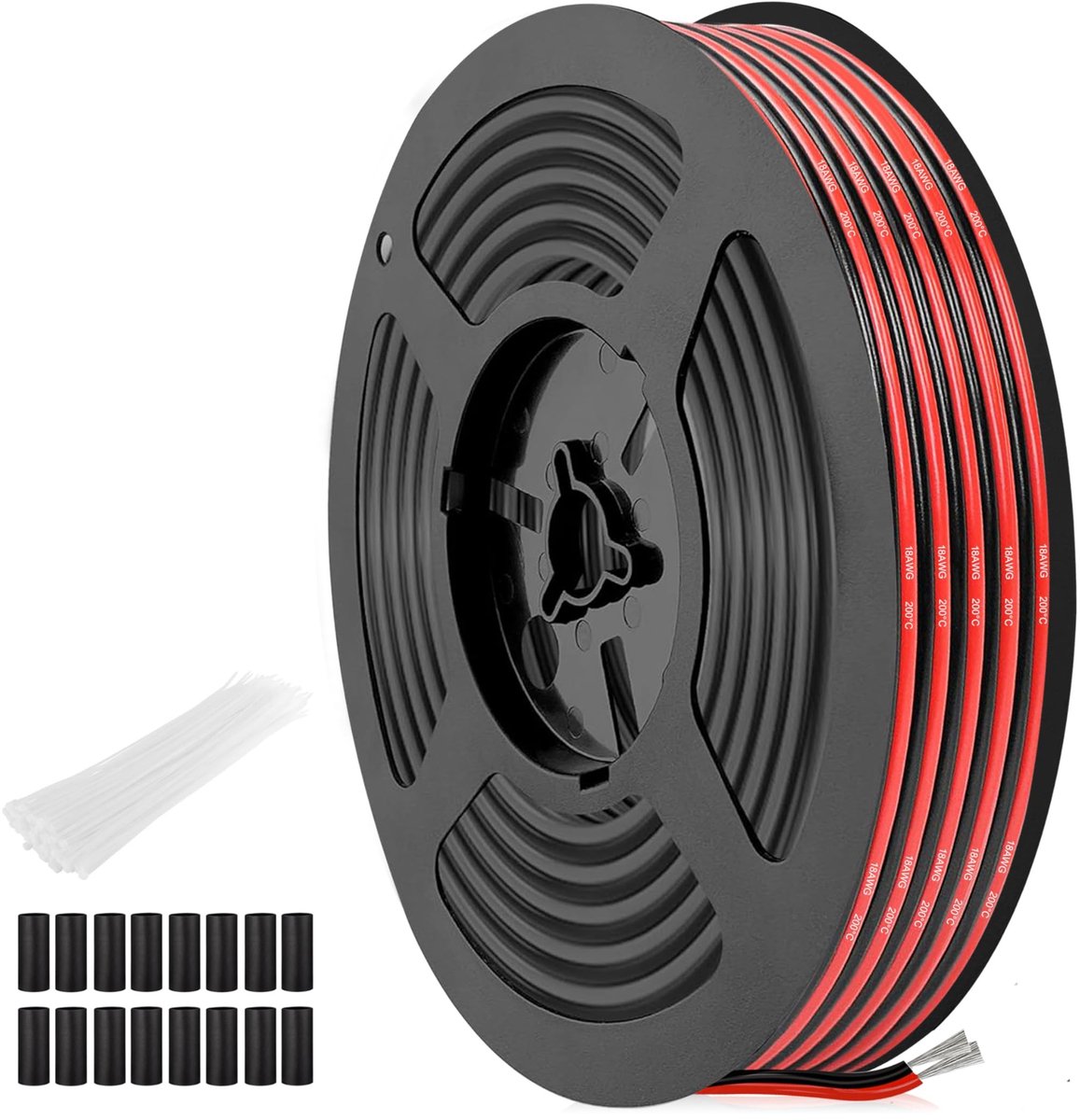 Omgoods - 18 AWG Dubbele Kern Silicokabel Rood-Zwart, 15 Meters