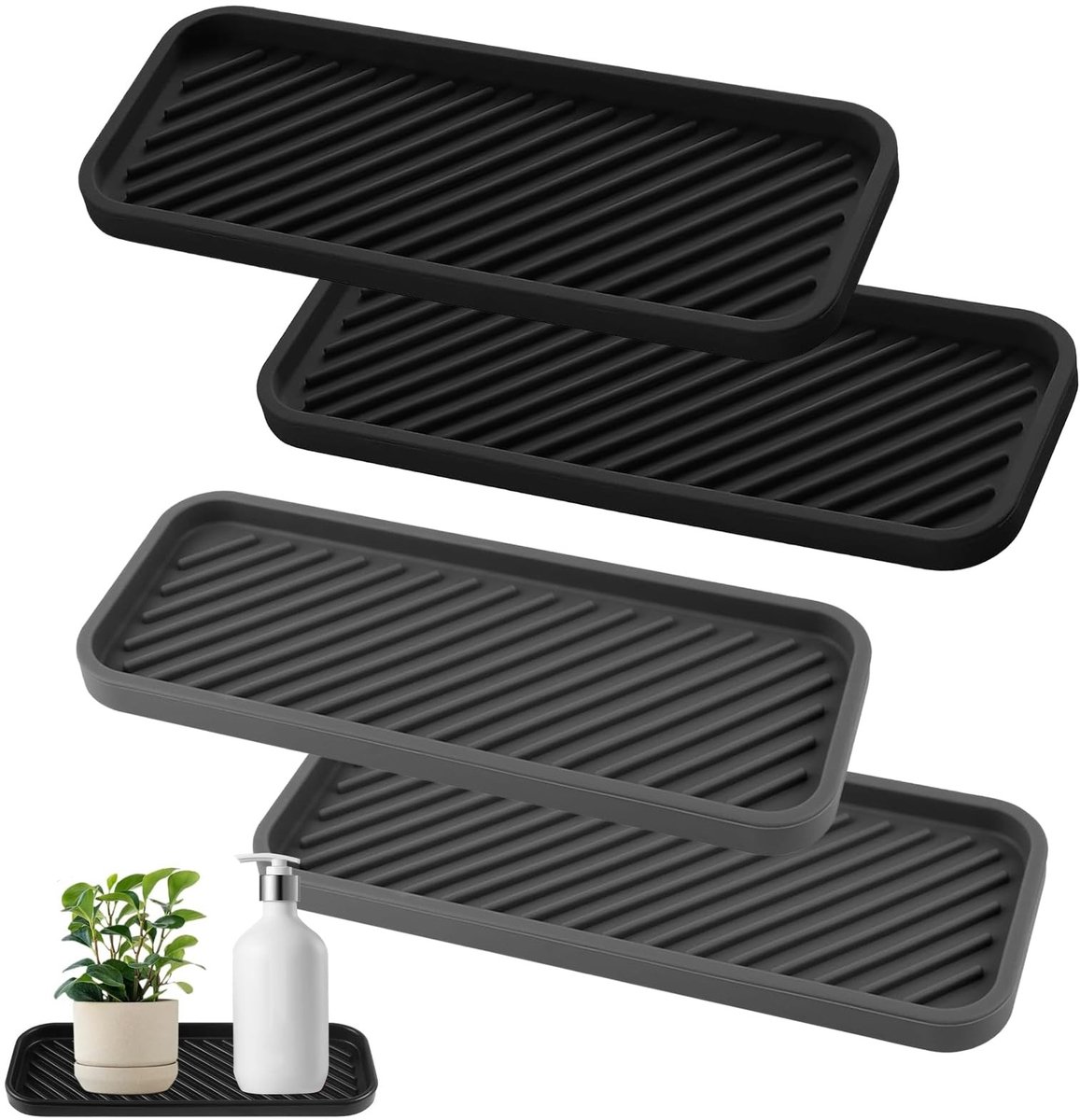 Omgoods - Silicone Drainer Mat - 4 Stuks Sink Organiser voor Spons en Afwasmiddelen