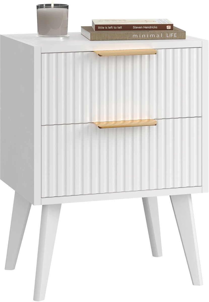 Omgoods - Ribbel Nachtkastje met 2 Lades