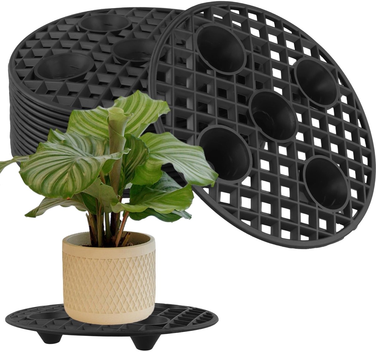 Omgoods - Set van 15 Zwarte Plantverhogers voor Binnen en Buiten