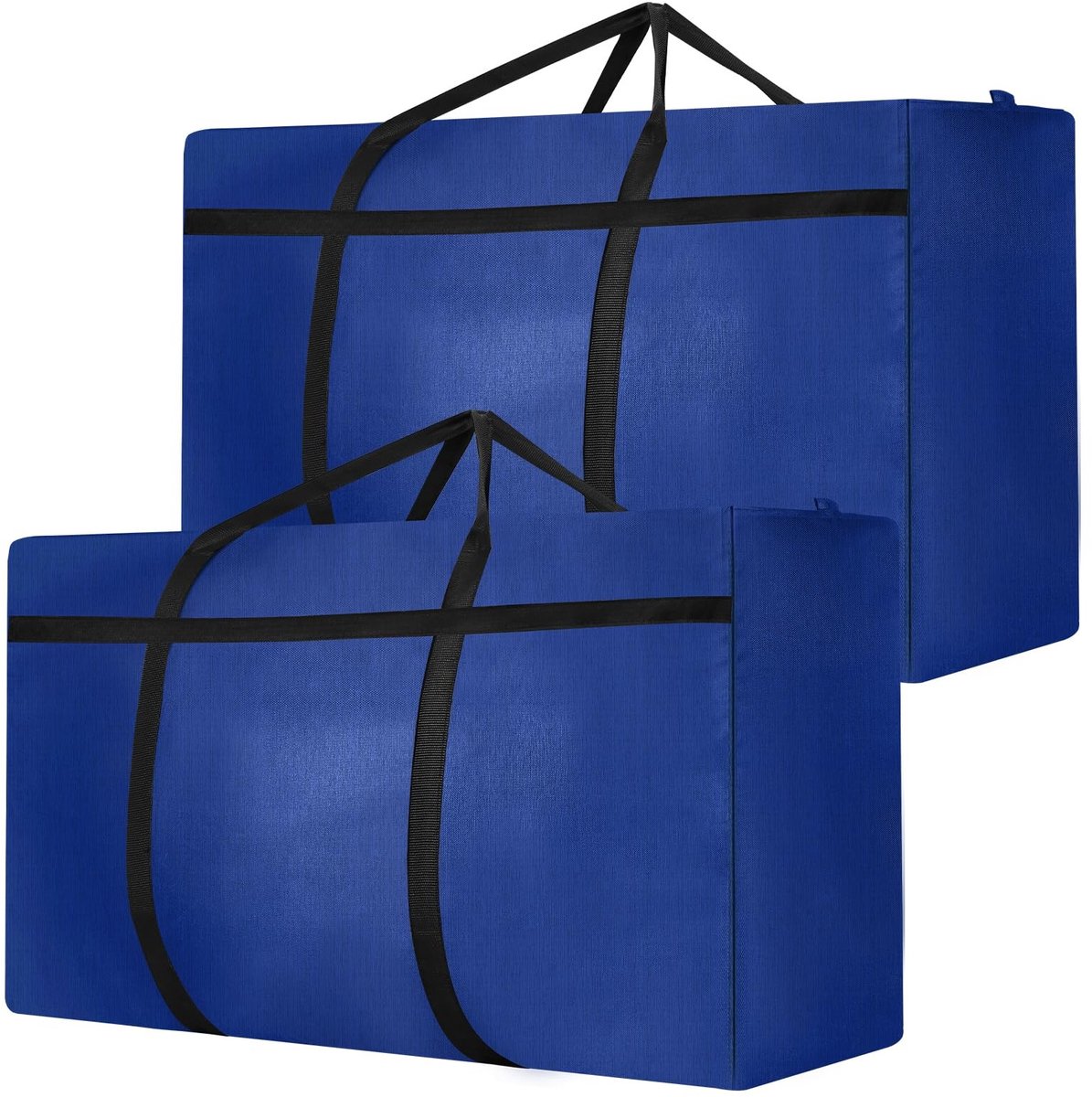 Omgoods - Set van 2 Grote Opbergtassen - Oxford Verhuisdozen met Rits en Handvatten (Blauw)